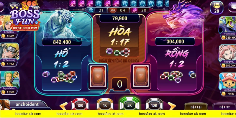 Sảnh game Rồng hổ đánh nhanh thắng nhanh